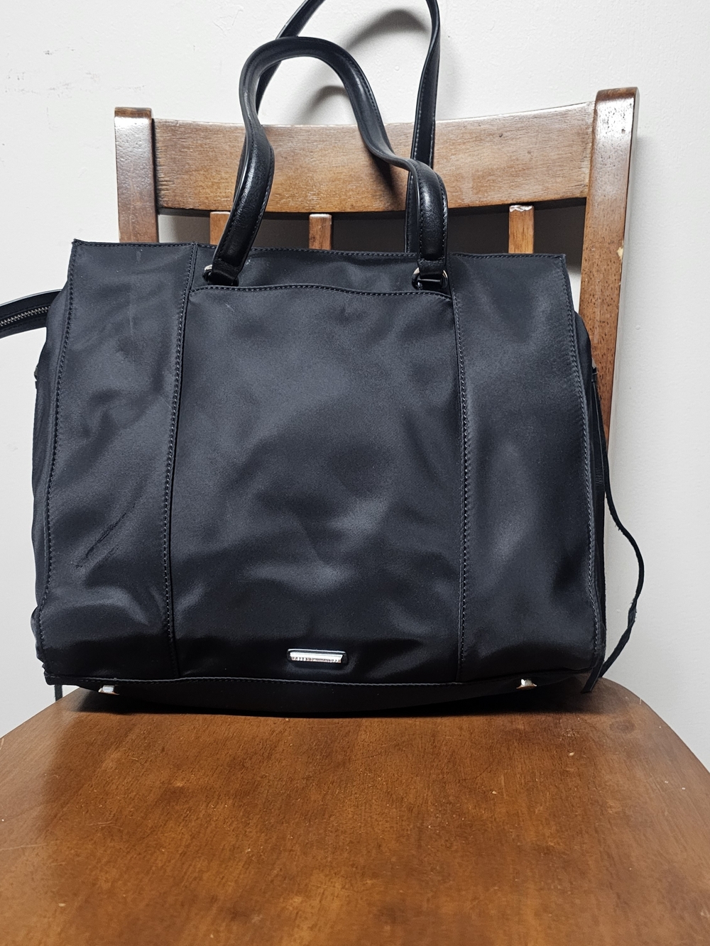 Rebecca Minkoff Black Nylon Tote Bag CarryOn Travel Versatile Large Shoulder Bag